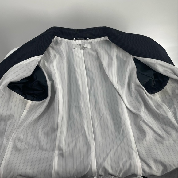 Tahari ASL Petite Pin Striped Tie Button Front Lined Suit Blazer Jacket Office - Picture 10 of 11